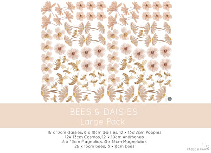 Flower and Bee - Wall Decals - Wall Decals - Fable and Fawn 
