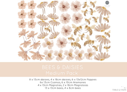 Flower and Bee - Wall Decals - Wall Decals - Fable and Fawn 