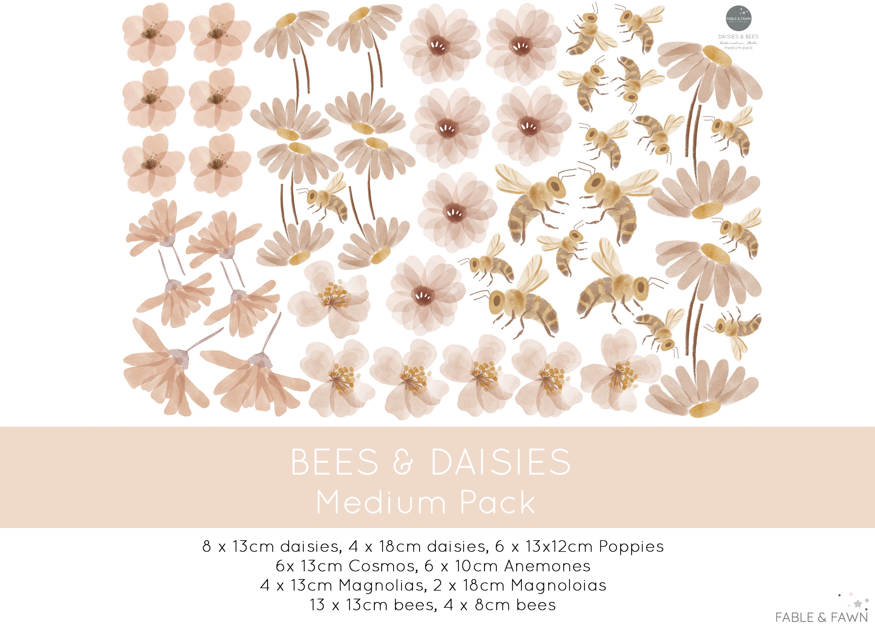 Flower and Bee - Wall Decals - Wall Decals - Fable and Fawn
