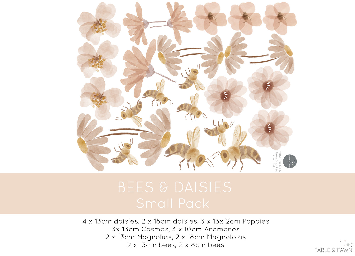 Flower and Bee - Wall Decals - Wall Decals - Fable and Fawn 