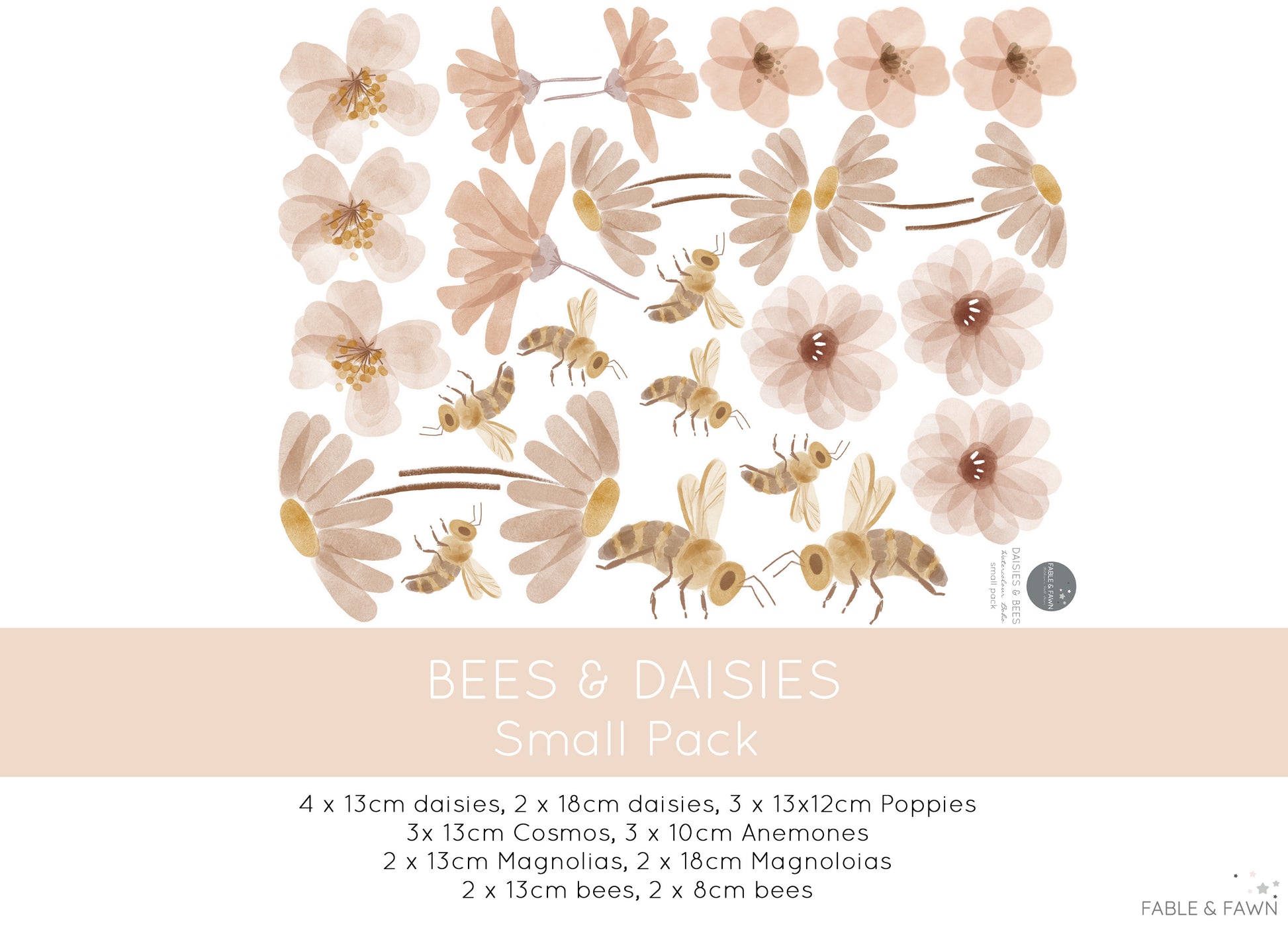 Flower and Bee - Wall Decals - Wall Decals - Fable and Fawn 