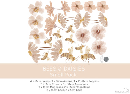 Flower and Bee - Wall Decals - Wall Decals - Fable and Fawn 