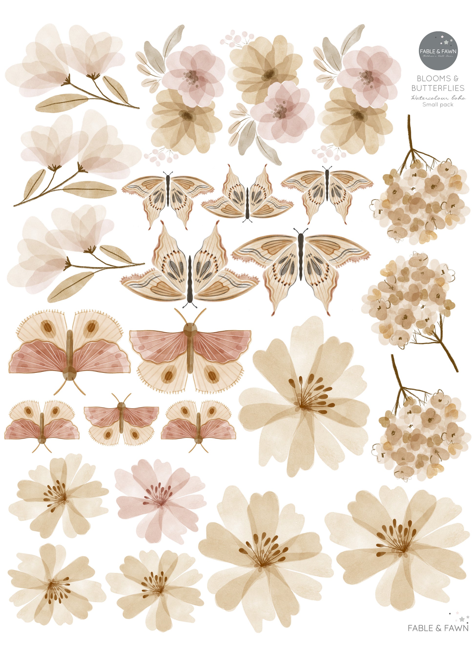 Butterfly & Flower Wall Decals - Wall Decals - Fable and Fawn 