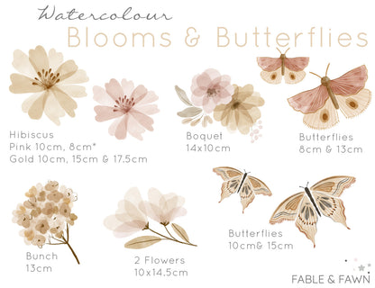 Butterfly & Flower Wall Decals - Wall Decals - Fable and Fawn 