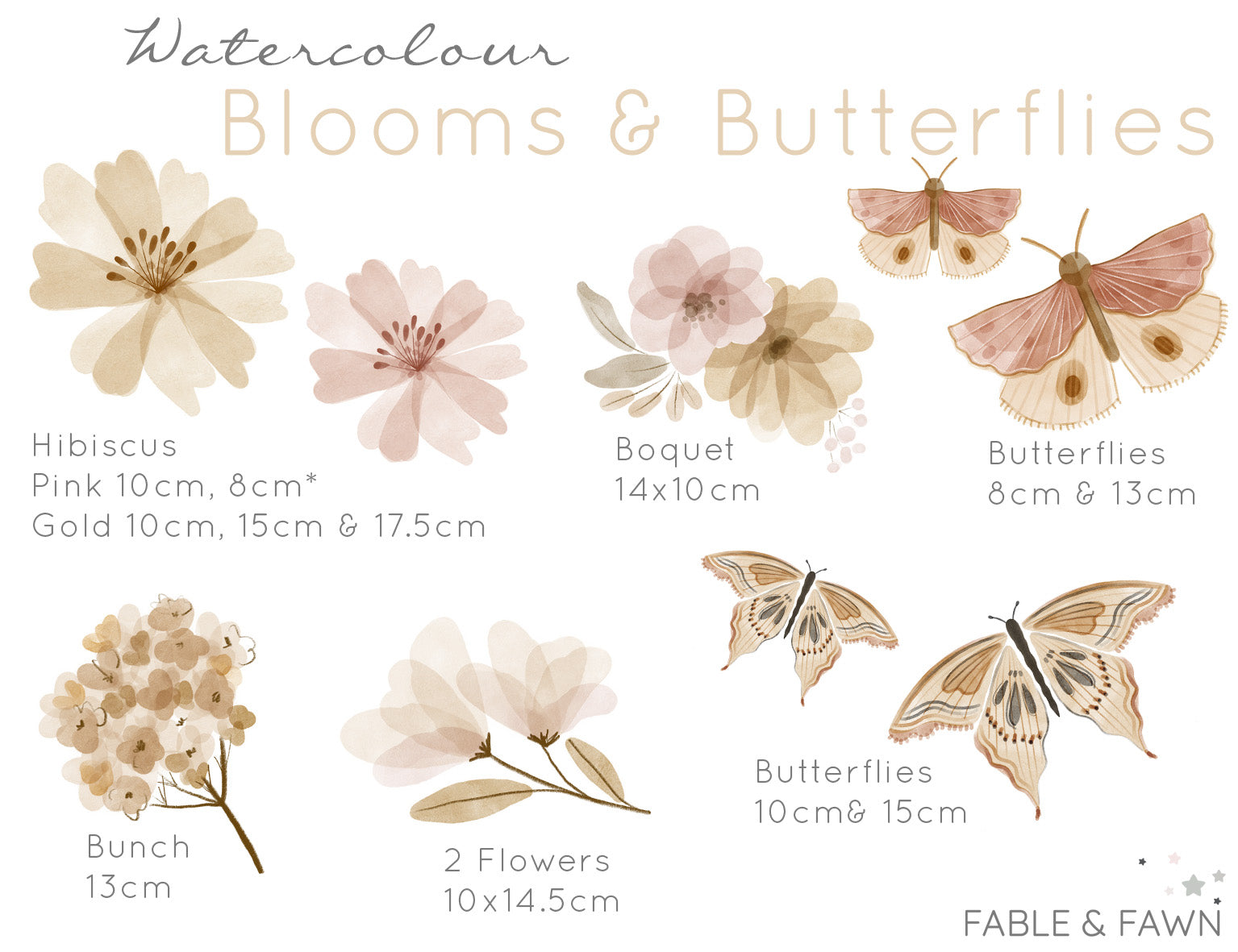 Butterfly & Flower Wall Decals - Wall Decals - Fable and Fawn 