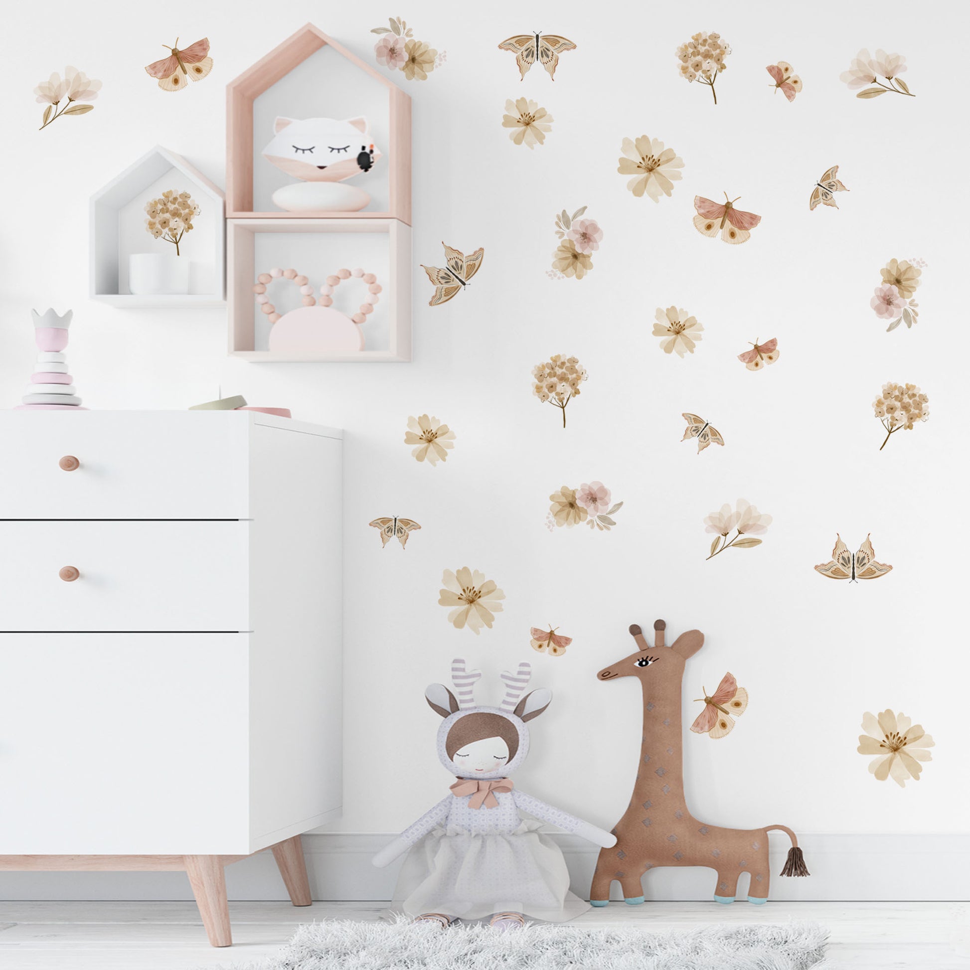 Butterfly & Flower Wall Decals - Wall Decals - Fable and Fawn 