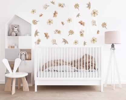 Butterfly & Flower Wall Decals - Wall Decals - Fable and Fawn 