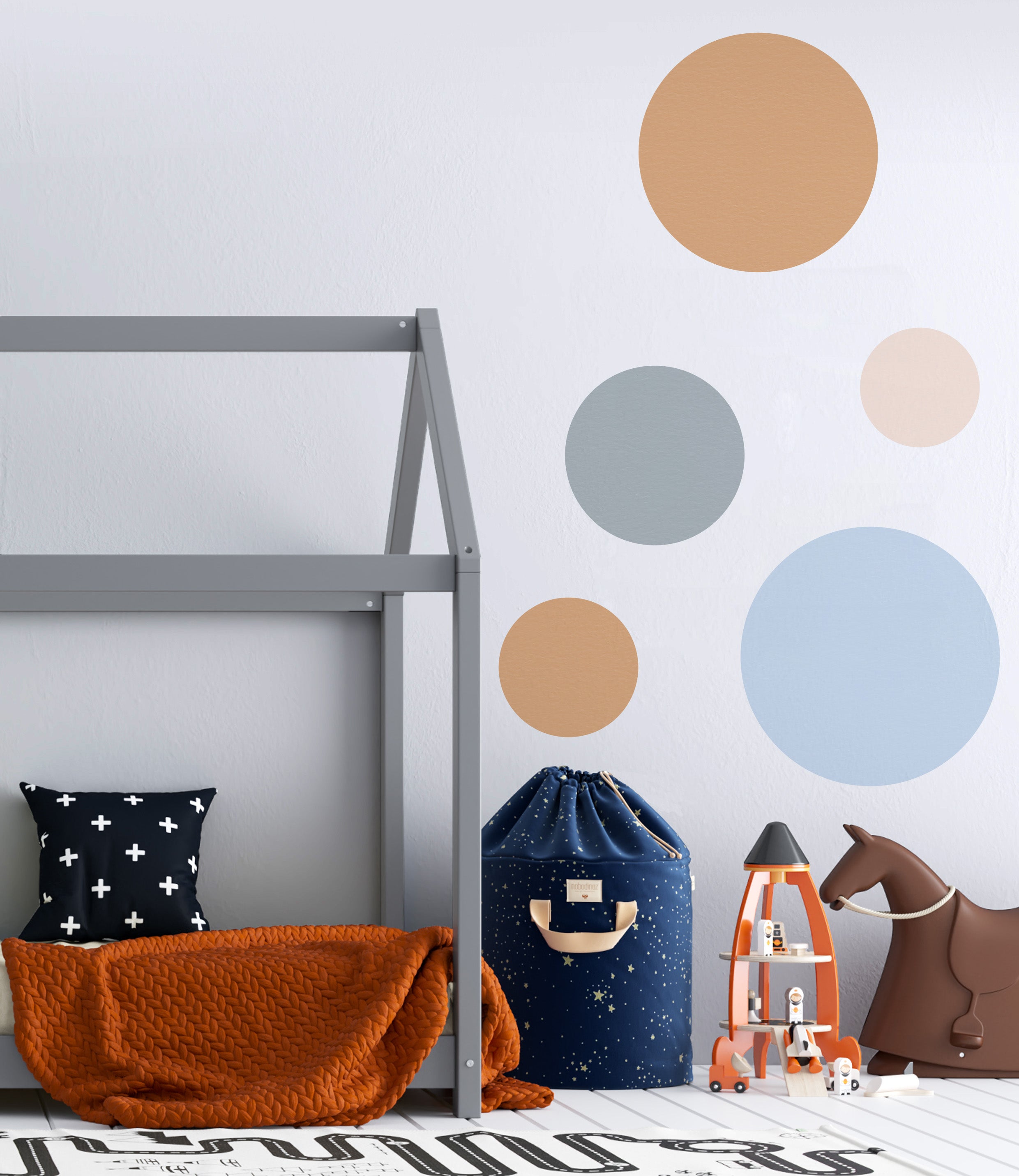 Large Circle Wall Decals (Blue & Rust) - Wall Decals - Fable and Fawn