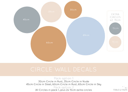 Large Circle Wall Decals (Blue & Rust) - Wall Decals - Fable and Fawn 