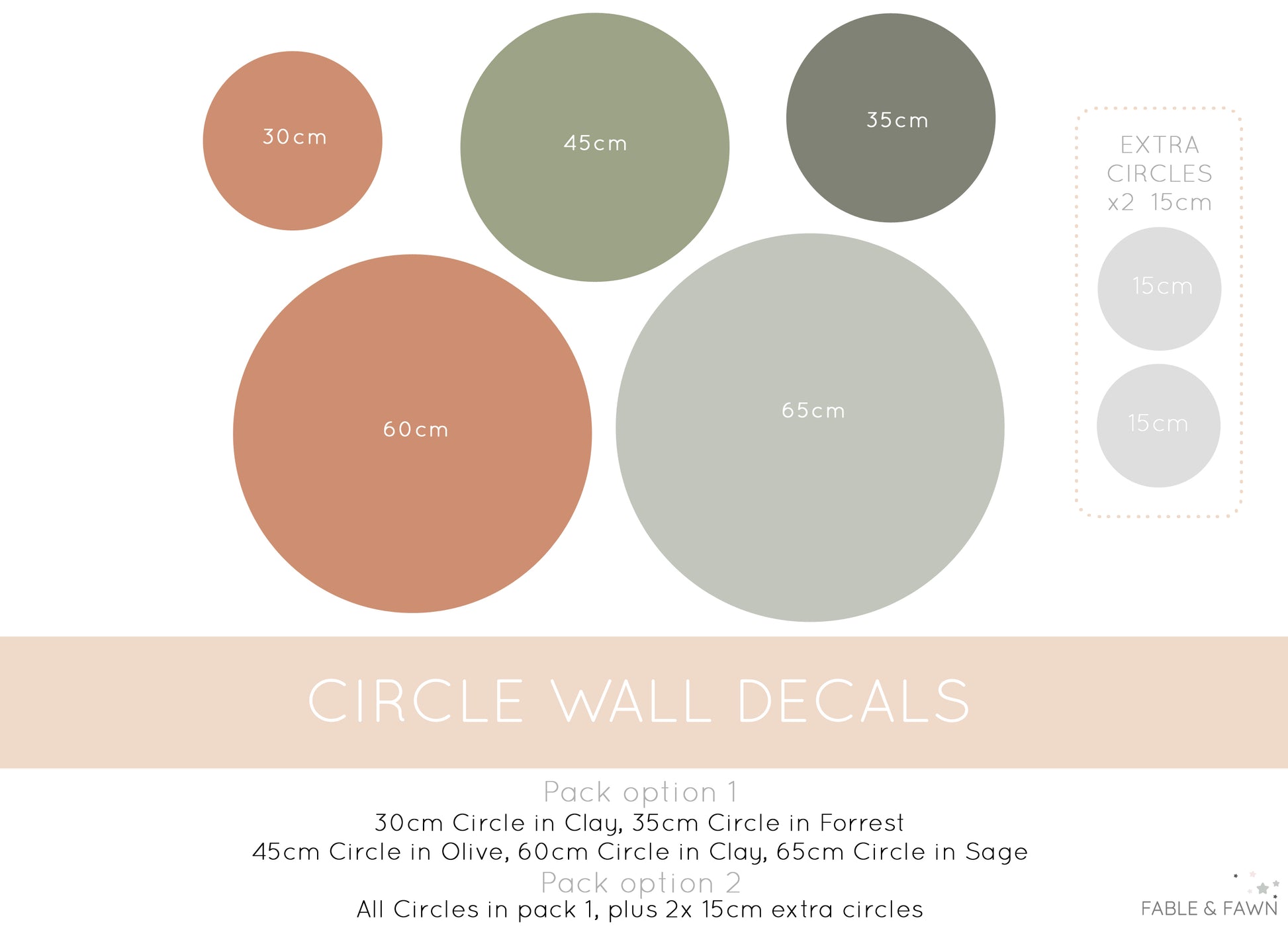 Large Circle Wall Decals - Olive & Clay - Wall Decals - Fable and Fawn 
