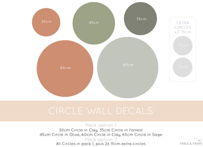Large Circle Wall Decals - Olive & Clay - Wall Decals - Fable and Fawn 