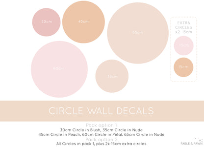 Large Circle Wall Decals - Pinks & Peach - Wall Decals - Fable and Fawn 