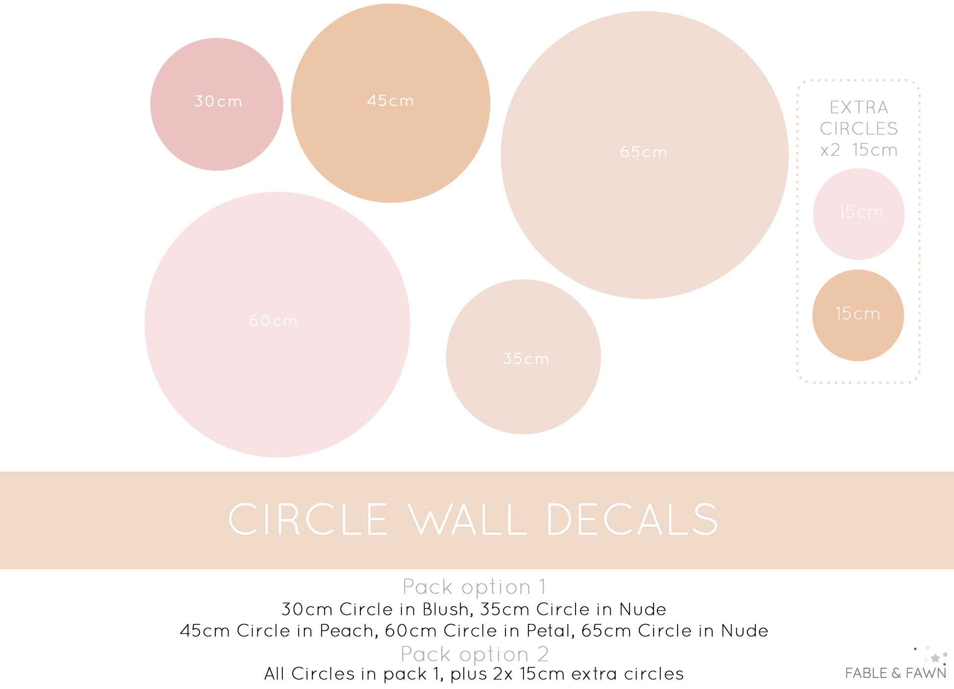 Large Circle Wall Decals - Pinks & Peach - Wall Decals - Fable and Fawn 