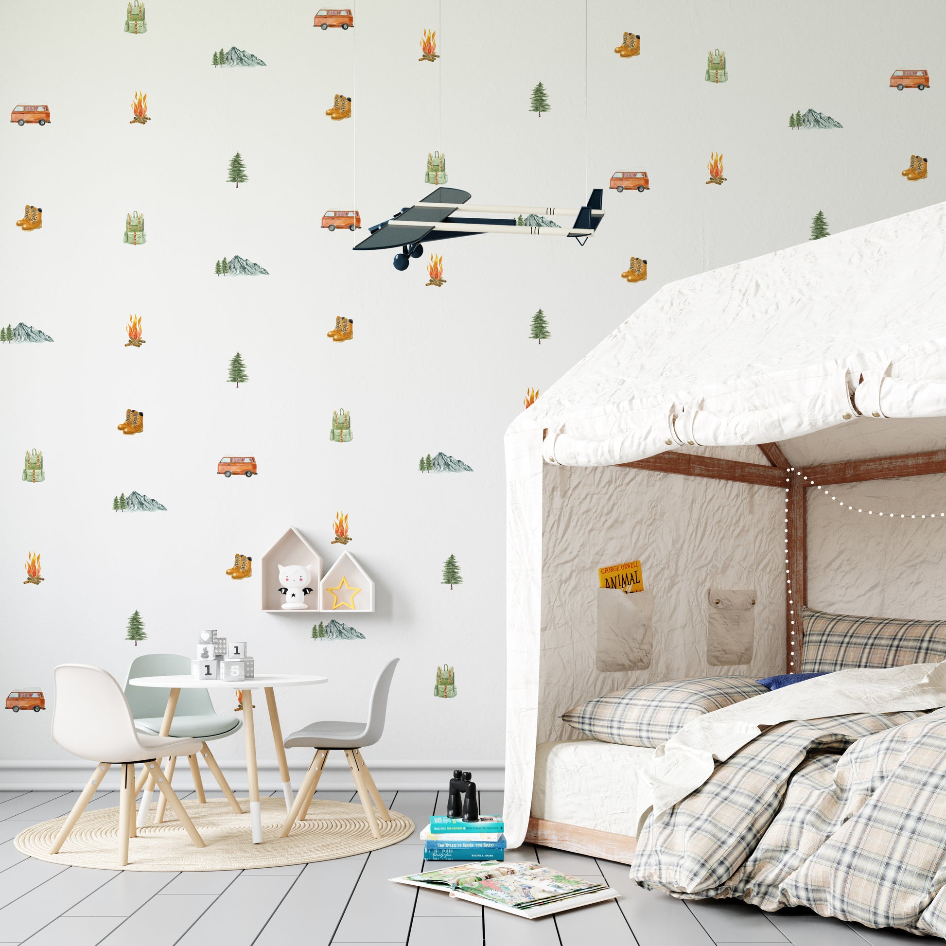 Camping Mountain Wall Decals - Wall Decals - Fable and Fawn 