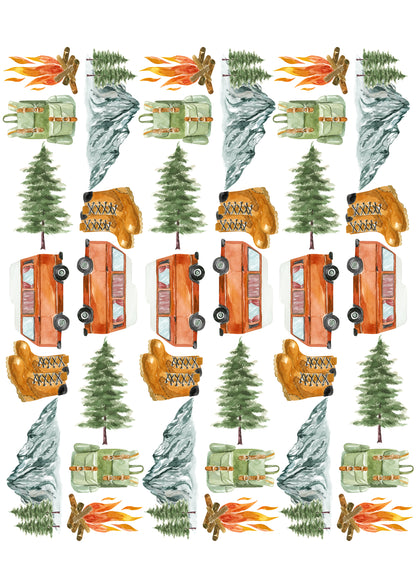 Camping Mountain Wall Decals - Wall Decals - Fable and Fawn 