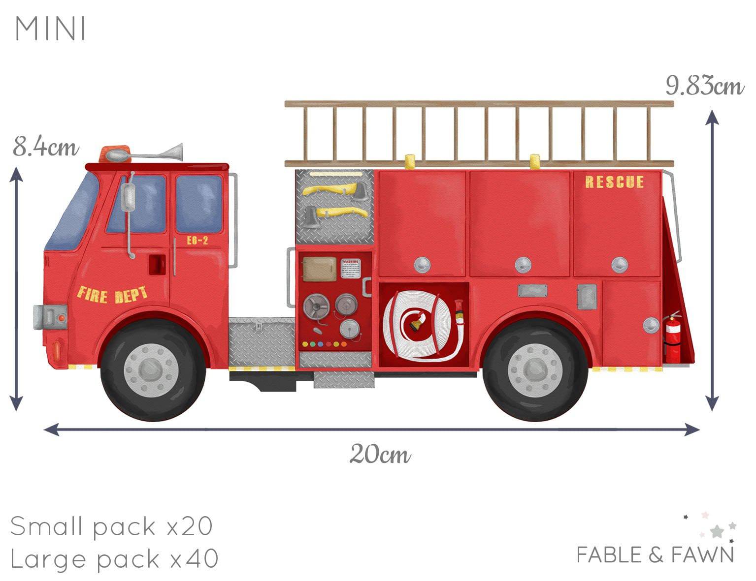 Fire Engine Wall Decals - Wall Decals - Fable and Fawn