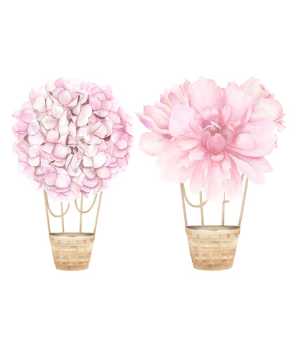 Floral Hot Air Balloons (Pink) - Wall Decals - Fable and Fawn 