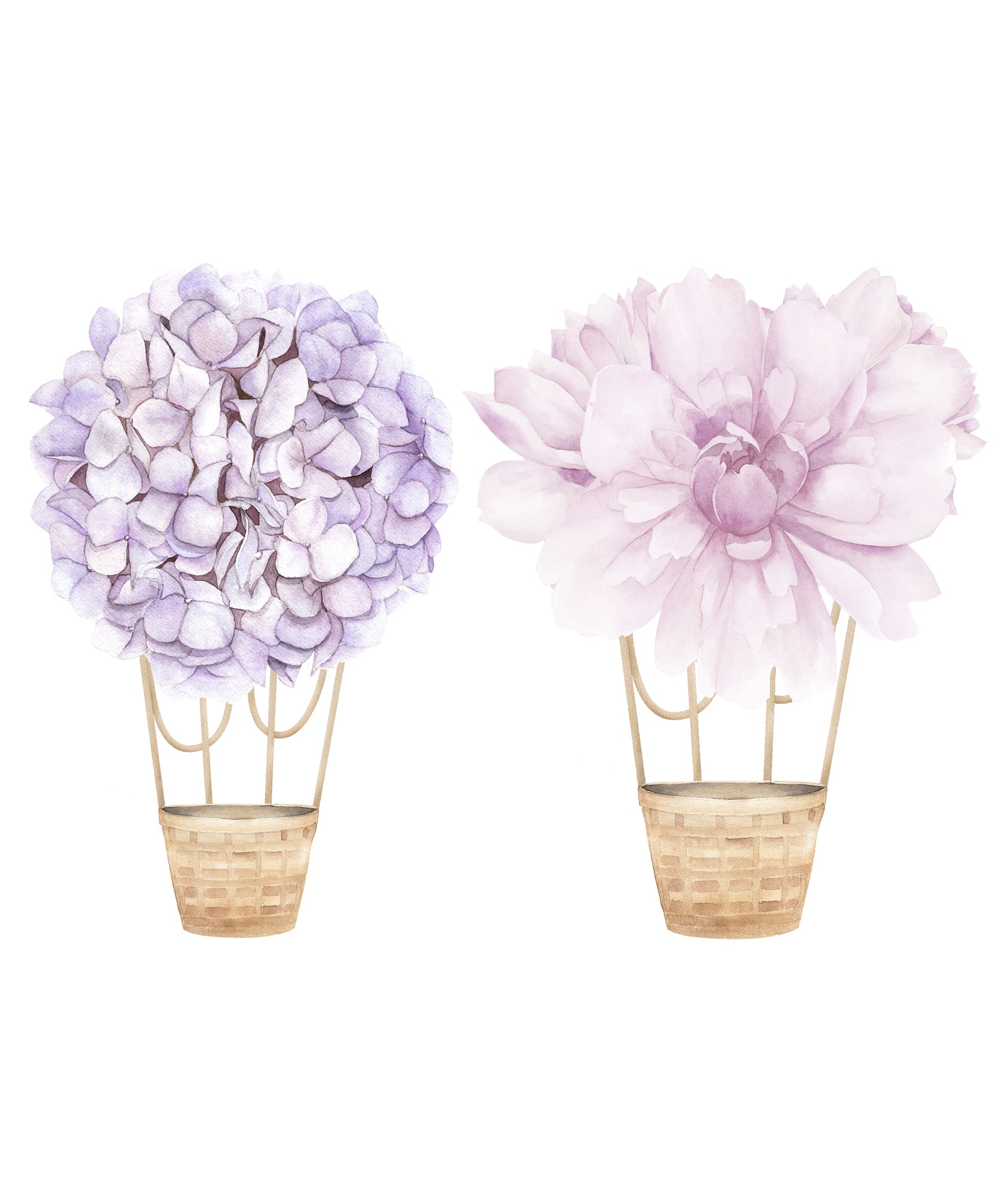 Floral Hot Air Balloons (Purple) - Wall Decals - Fable and Fawn 