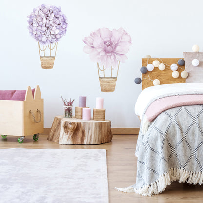 Floral Hot Air Balloons (Purple) - Wall Decals - Fable and Fawn 