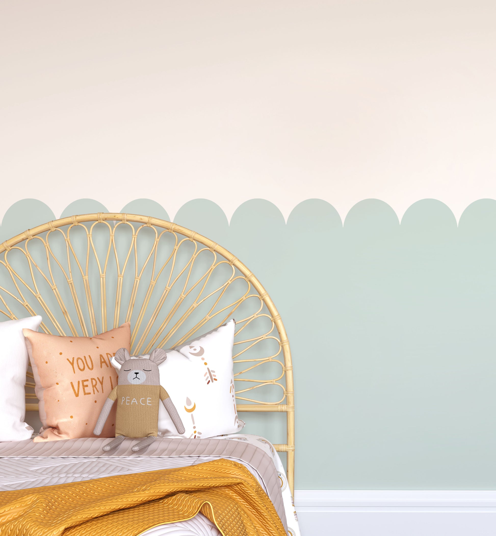 Scallop Edge  Kids Wallpaper (Duck Egg Blue) – Fable and Fawn