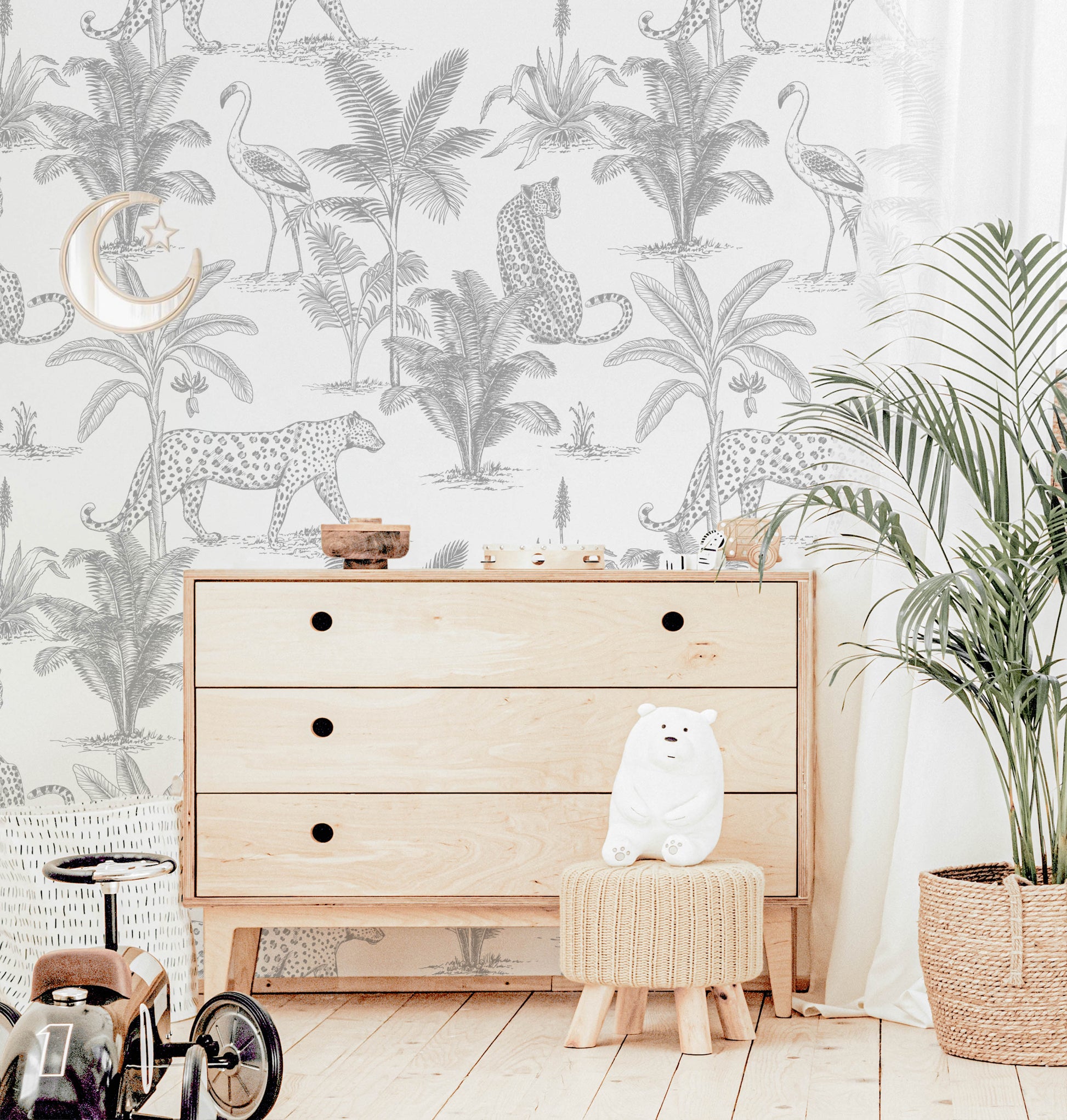 Safari Wallpaper | Leopard (Charcoal) - Wallpaper - Fable and Fawn 