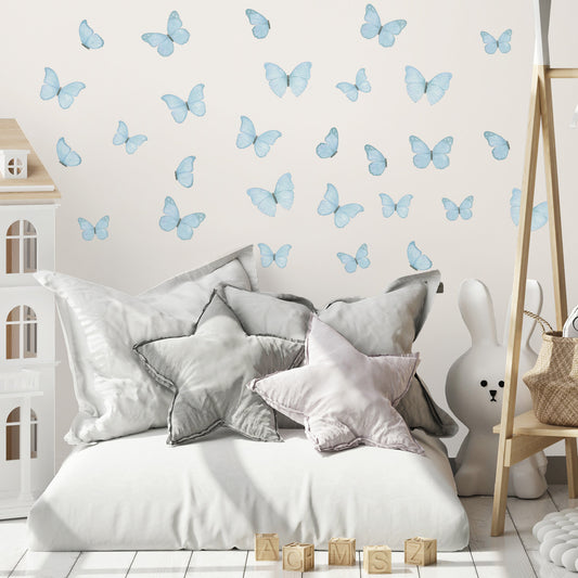 Butterfly Wall Decals (Light Blue) - Wall Decals - Fable and Fawn 