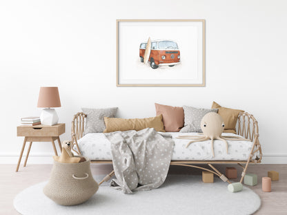 Kombi Van Print (Rust) - PRINT - Fable and Fawn 