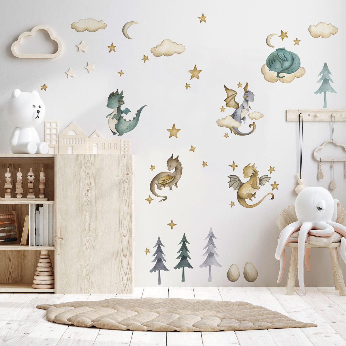 Baby Dragon Wall Decals - Green or Pink - Wall Decals - Fable and Fawn