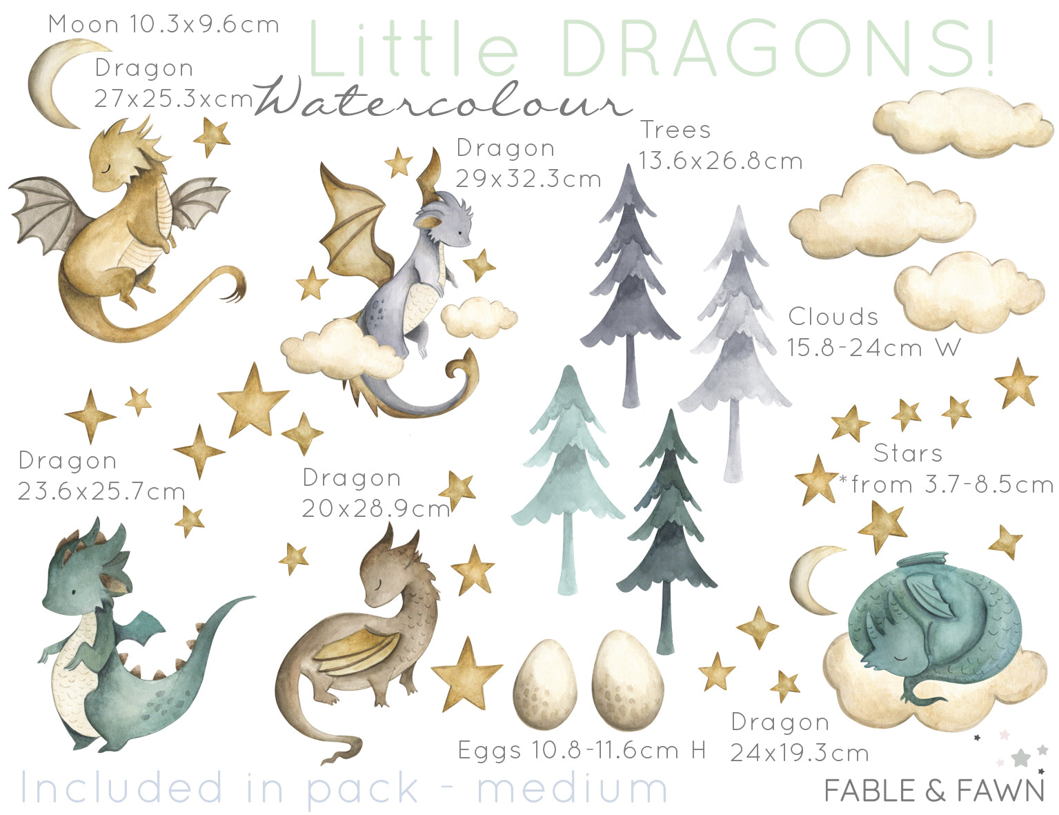 Baby Dragon Wall Decals - Green or Pink - Wall Decals - Fable and Fawn