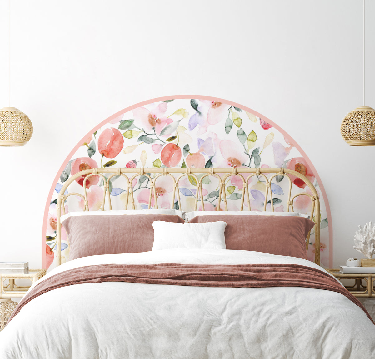 Bedhead Wall Decal - Ladybug Floral - Wall Decals - Fable and Fawn