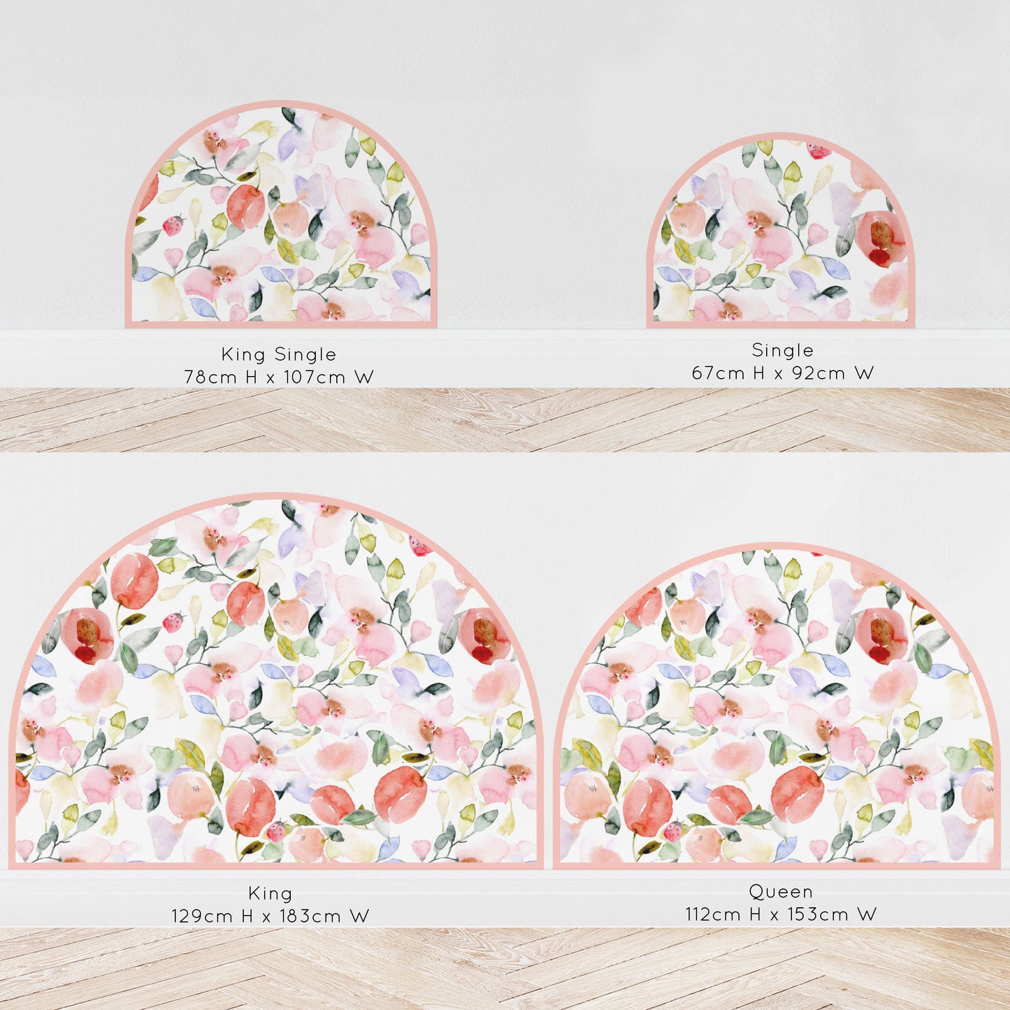 Bedhead Wall Decal - Ladybug Floral - Wall Decals - Fable and Fawn 
