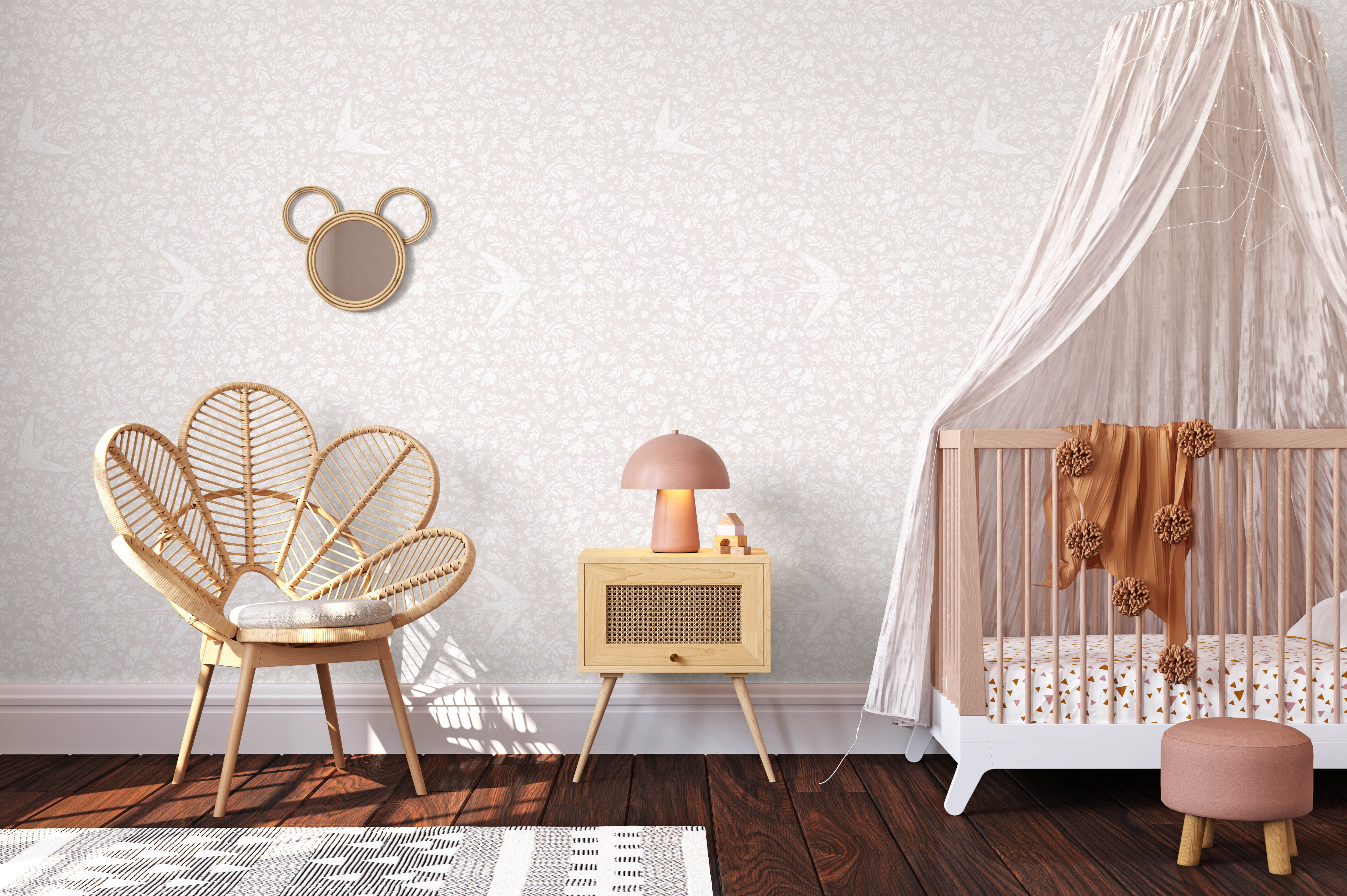 Little Birdie (Soft Pink) | Floral Wallpaper - Wallpaper - Fable and Fawn
