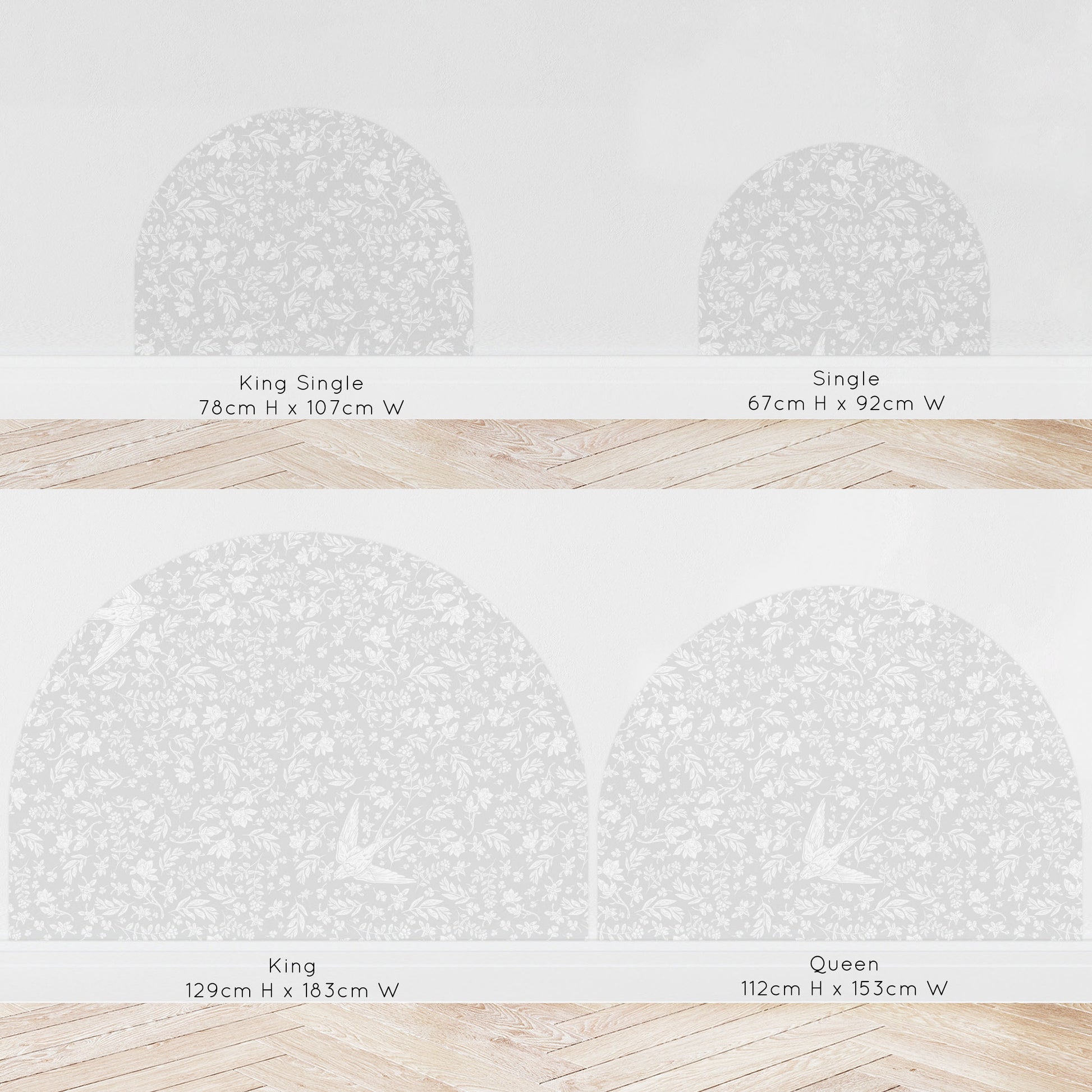 Bedhead Wall Decal - Little Birdie (Soft Grey) - Wall Decals - Fable and Fawn 