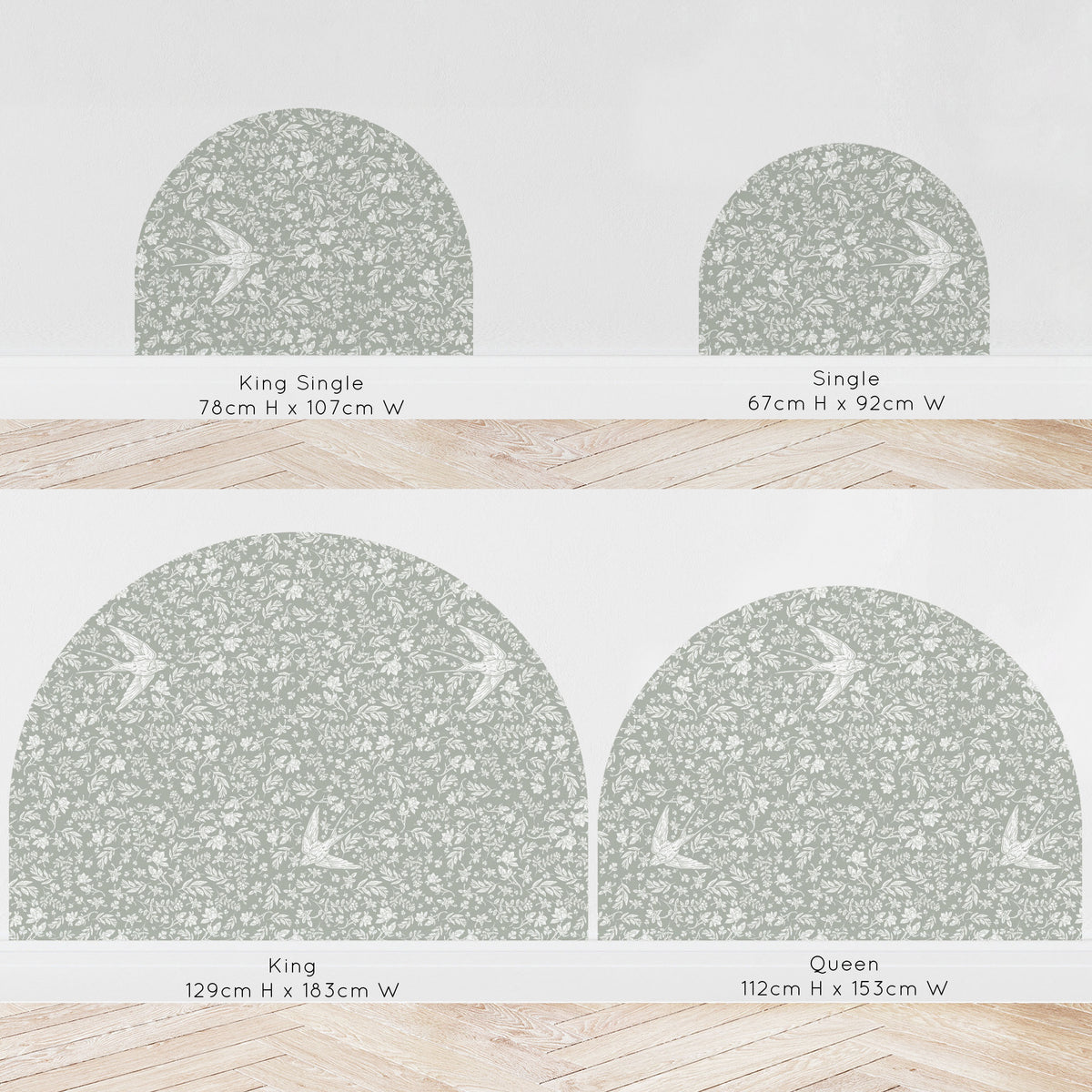 Bedhead Wall Decal - Little Birdie (Olive) - Wall Decals - Fable and Fawn