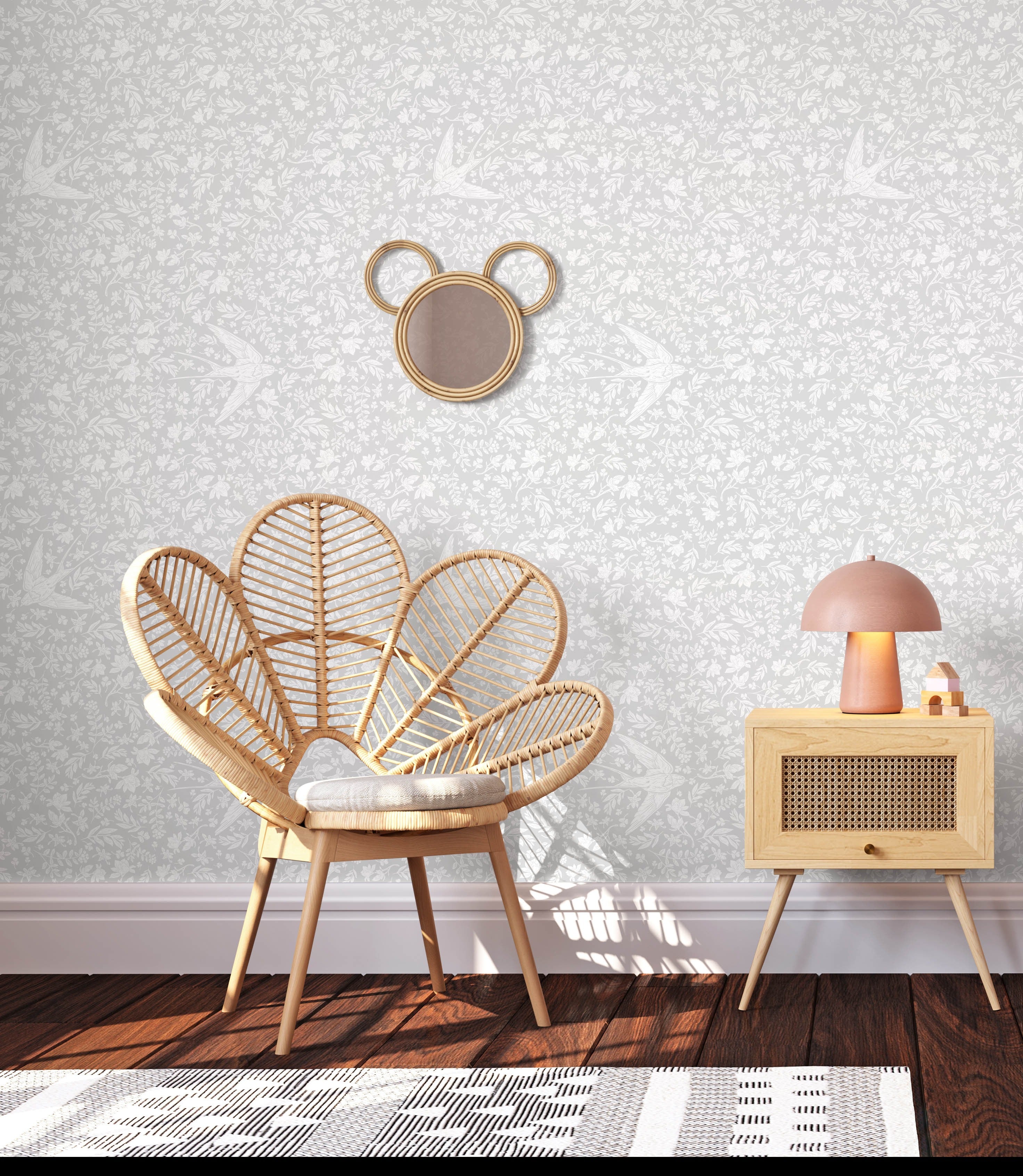 Little Birdie Wallpaper (Soft Grey) - Wallpaper - Fable and Fawn