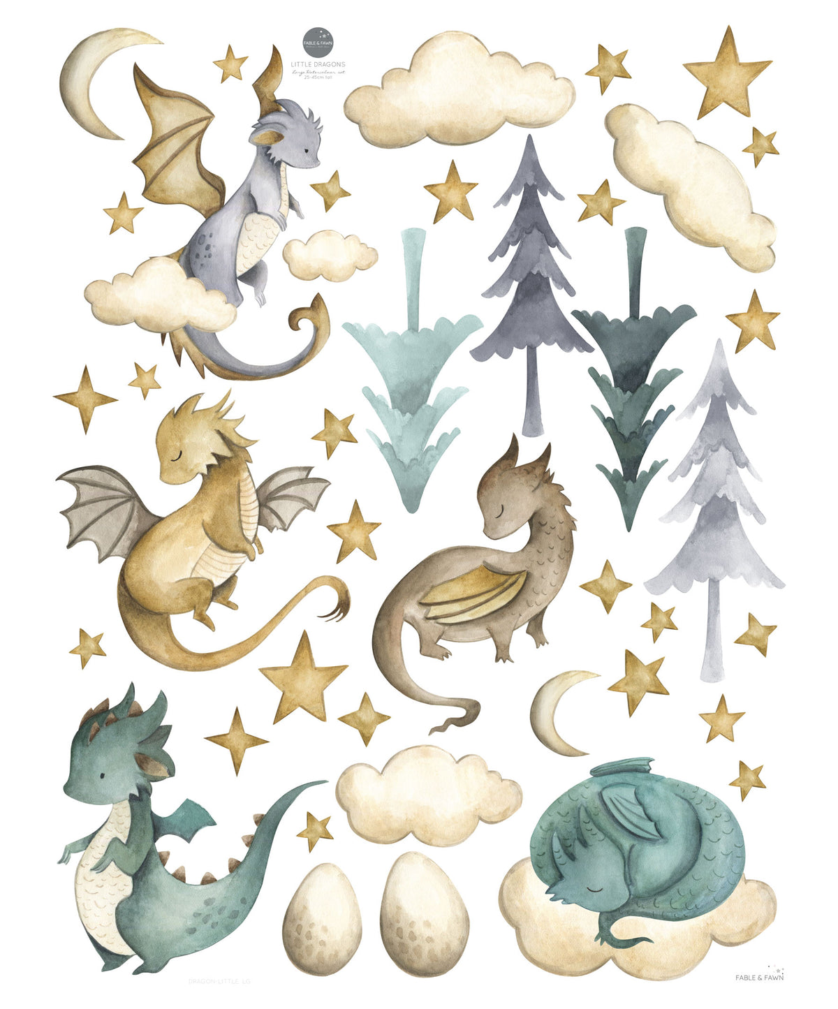 Baby Dragon Wall Decals - Green or Pink - Wall Decals - Fable and Fawn