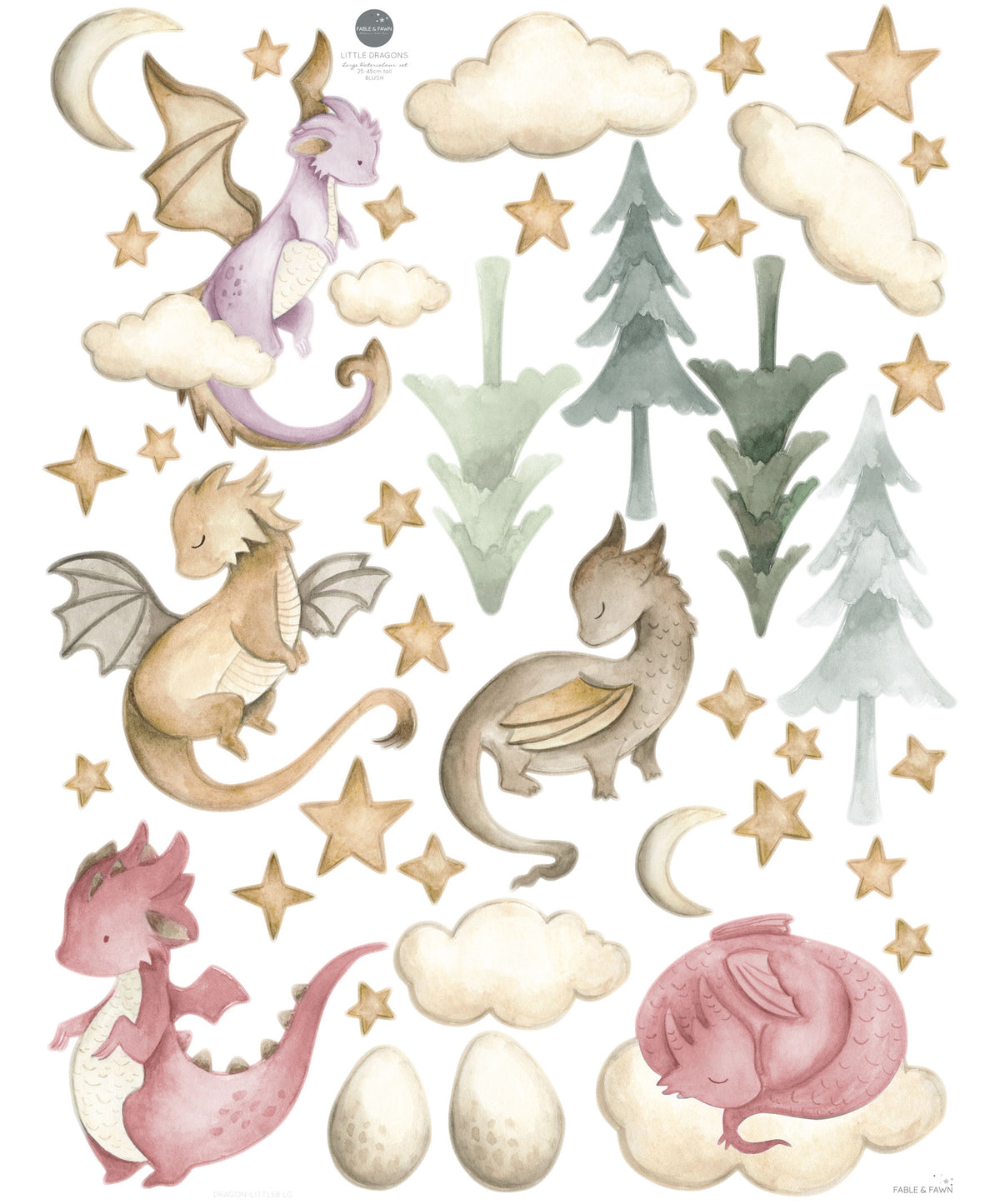Baby Dragon Wall Decals - Green or Pink - Wall Decals - Fable and Fawn