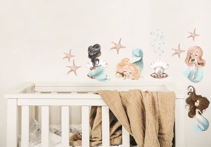 Mermaid Wall Decals (Seafoam) - Wall Decals - Fable and Fawn 