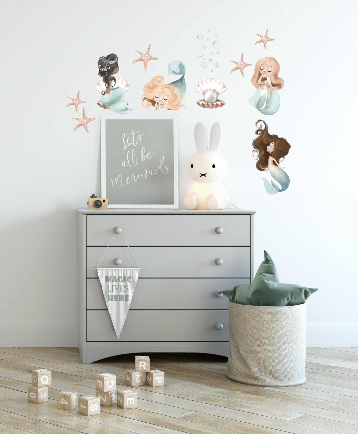 Mermaid Wall Decals (Seafoam) - Wall Decals - Fable and Fawn 