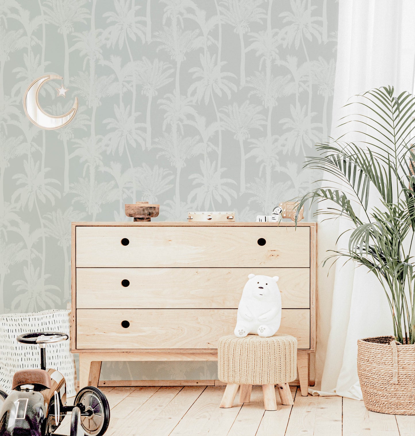 Palm Tree Wallpaper (Sage) - Wallpaper - Fable and Fawn 