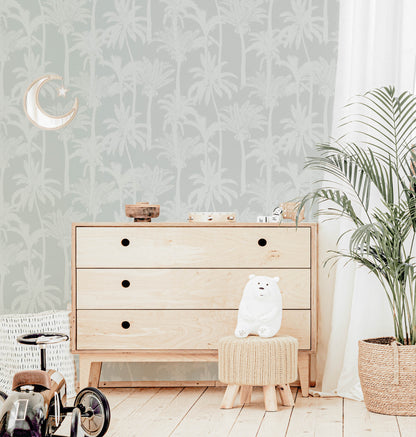 Palm Tree Wallpaper (Sage) - Wallpaper - Fable and Fawn 