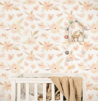 Floral Wallpaper (Peachy) - Wallpaper - Fable and Fawn 