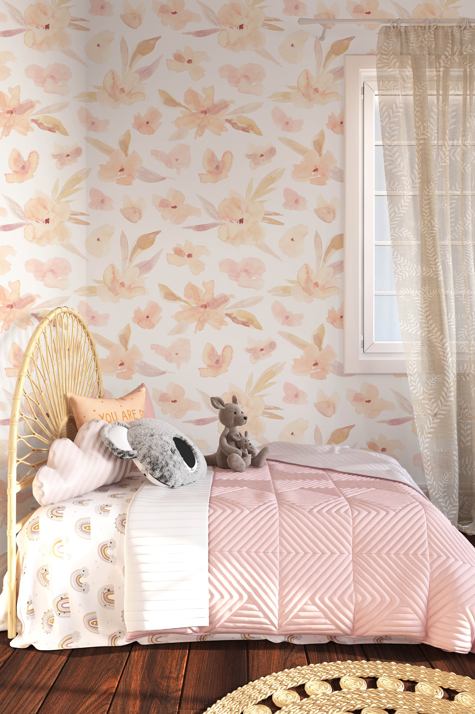 Floral Wallpaper (Peachy) - Wallpaper - Fable and Fawn 