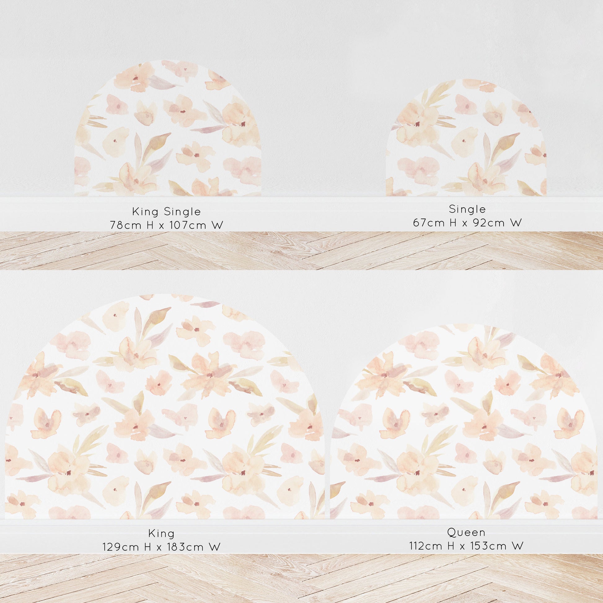 Bedhead Wall Decal (Peach Floral) - Wall Decals - Fable and Fawn 