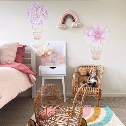 Floral Hot Air Balloons (Pink) - Wall Decals - Fable and Fawn 