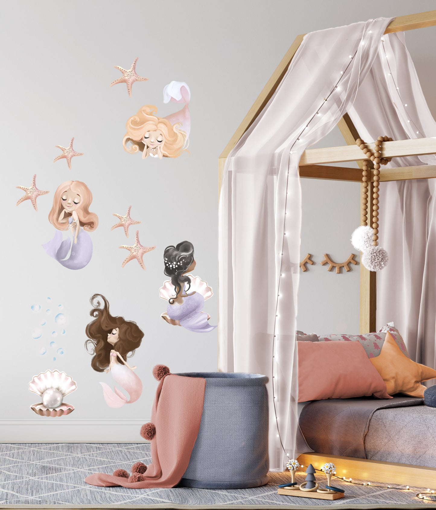 Mermaid Wall Decals (Pink & Purple) - Wall Decals - Fable and Fawn 
