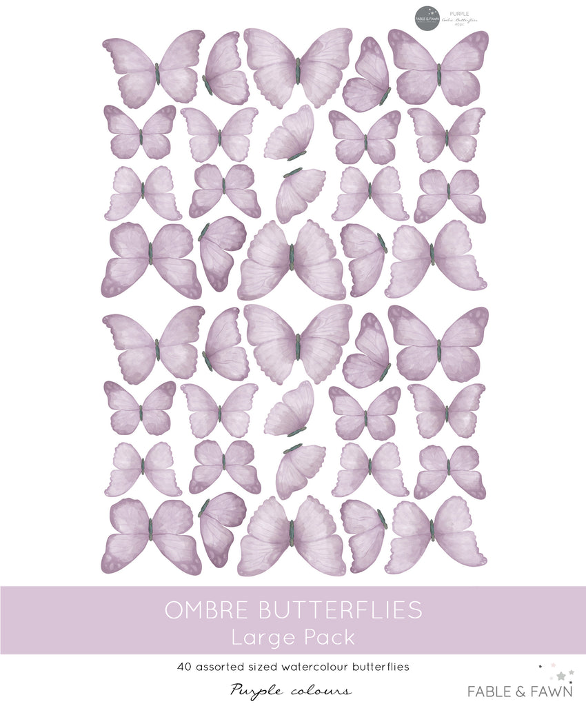 Butterfly Wall Decals (Purple) Fable and Fawn