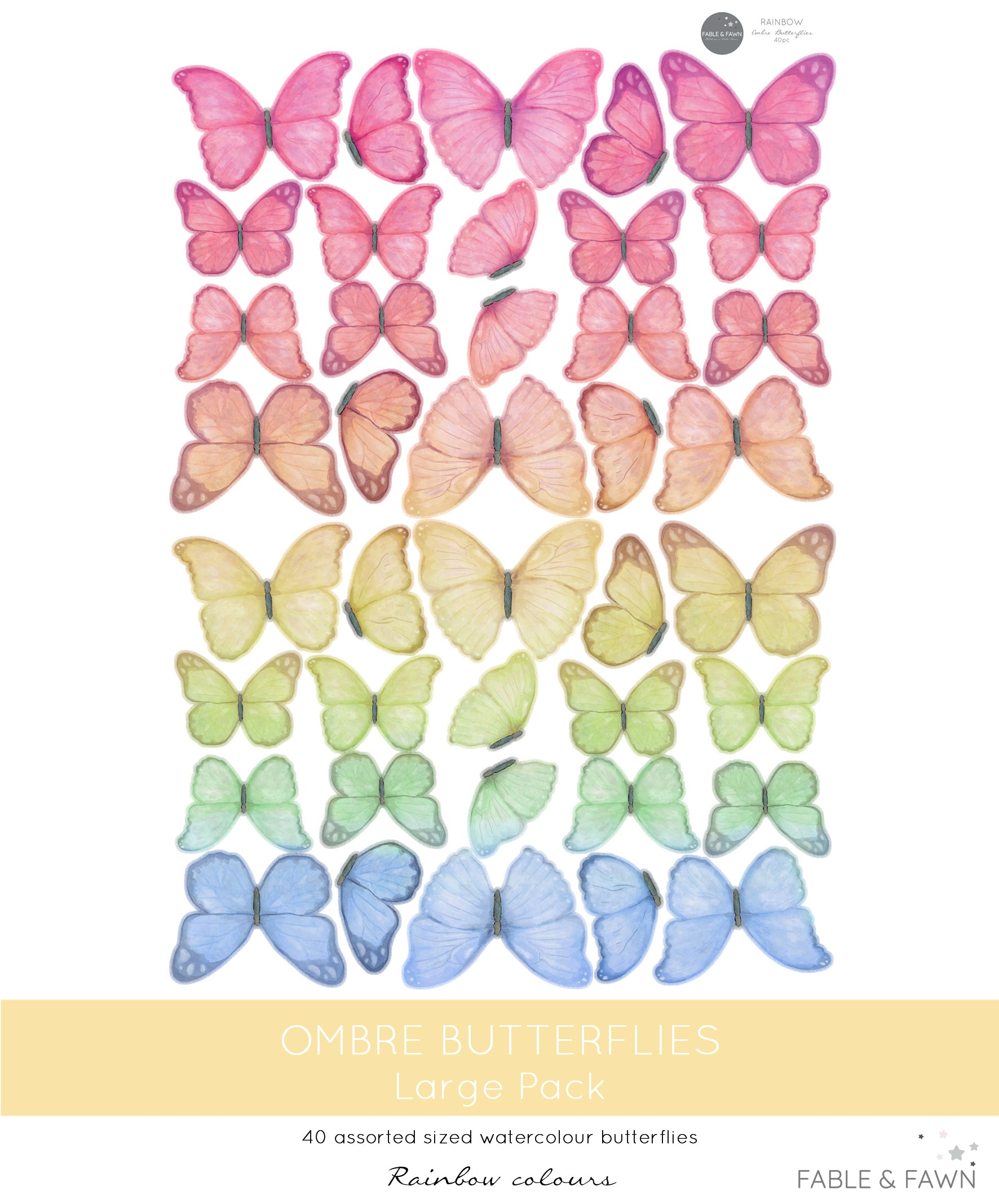 Butterfly Rainbow Wall Decals - Wall Decals - Fable and Fawn 