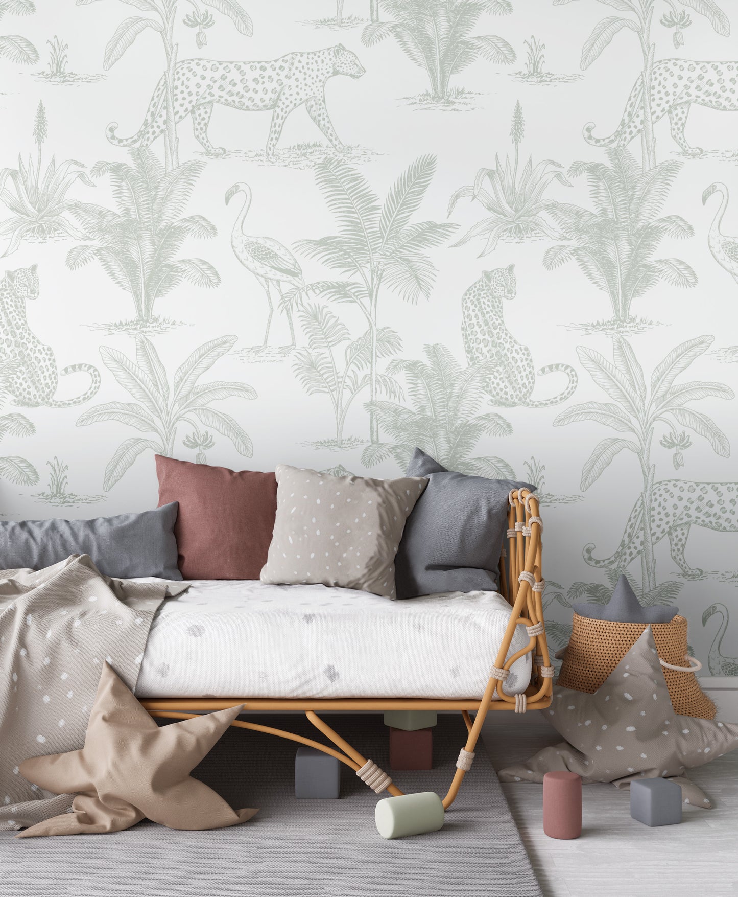 Safari Wallpaper | Leopard (Sage) - Wallpaper - Fable and Fawn 