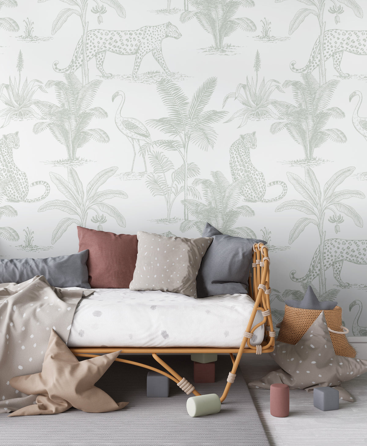 Safari Wallpaper | Leopard (Sage) - Wallpaper - Fable and Fawn